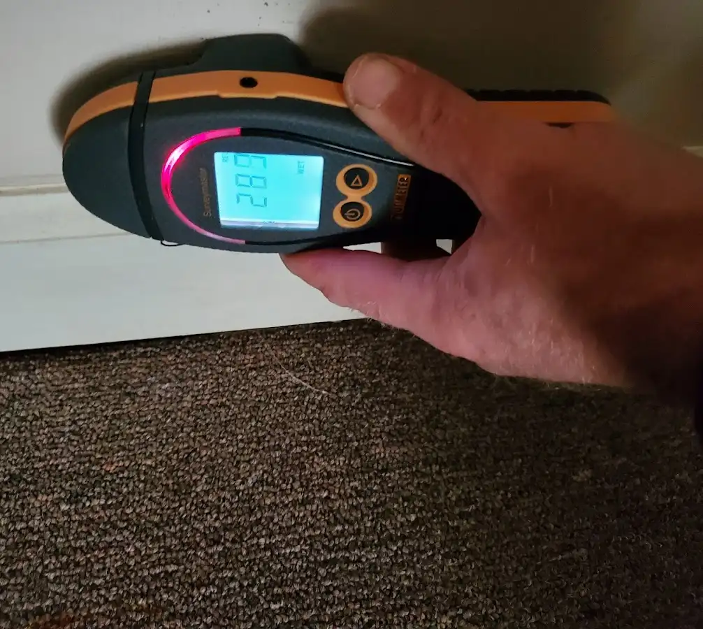 Moisture detection at baseboard during Burst Pipe Cleanup in Bernalillo
